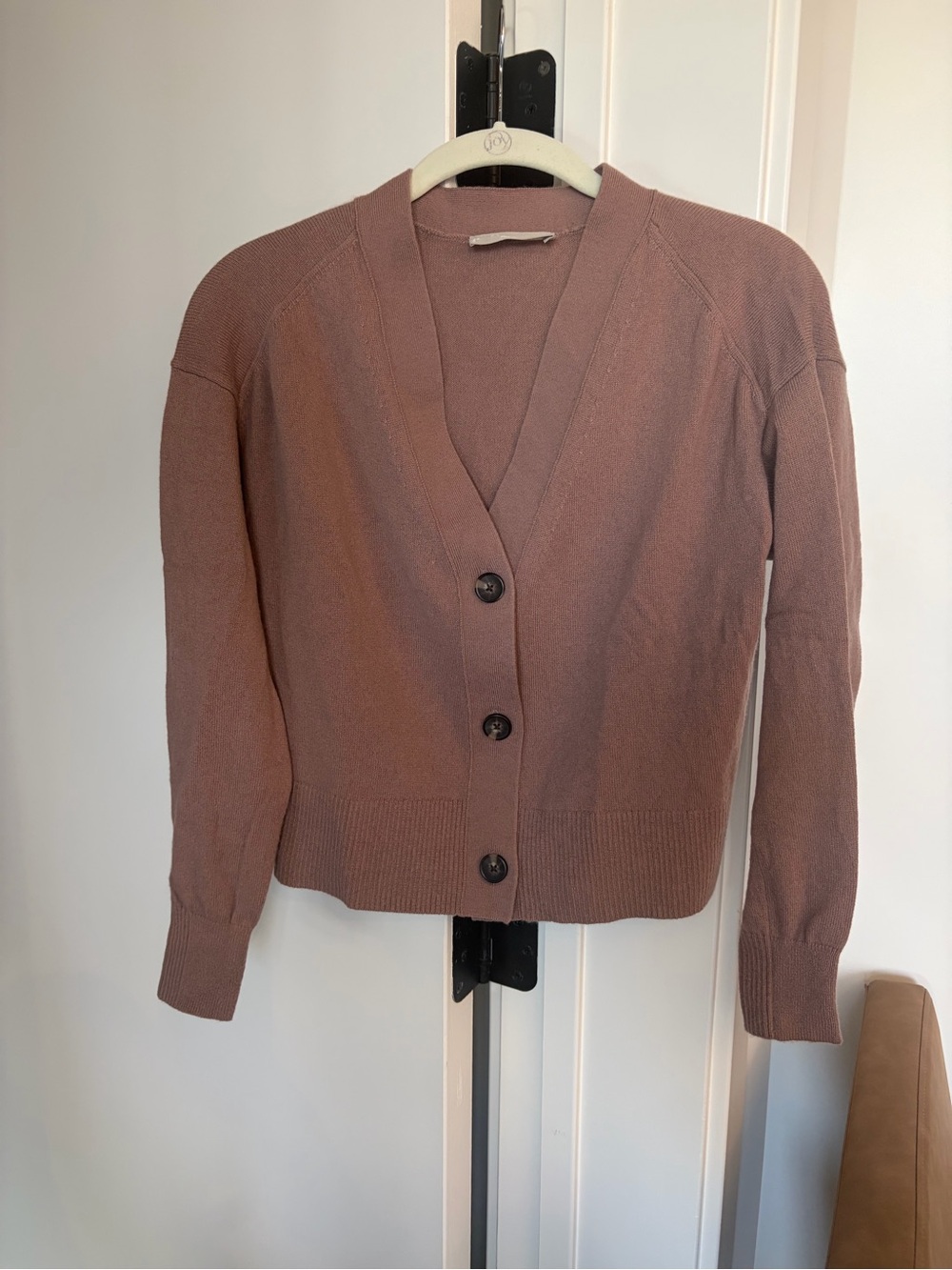 Everlane Mauve Cropped Cashmere Boyfriend Cardigan